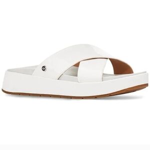 UGG - EMILY White Patent Platform Slide Sandals - 7   (Sold Out)